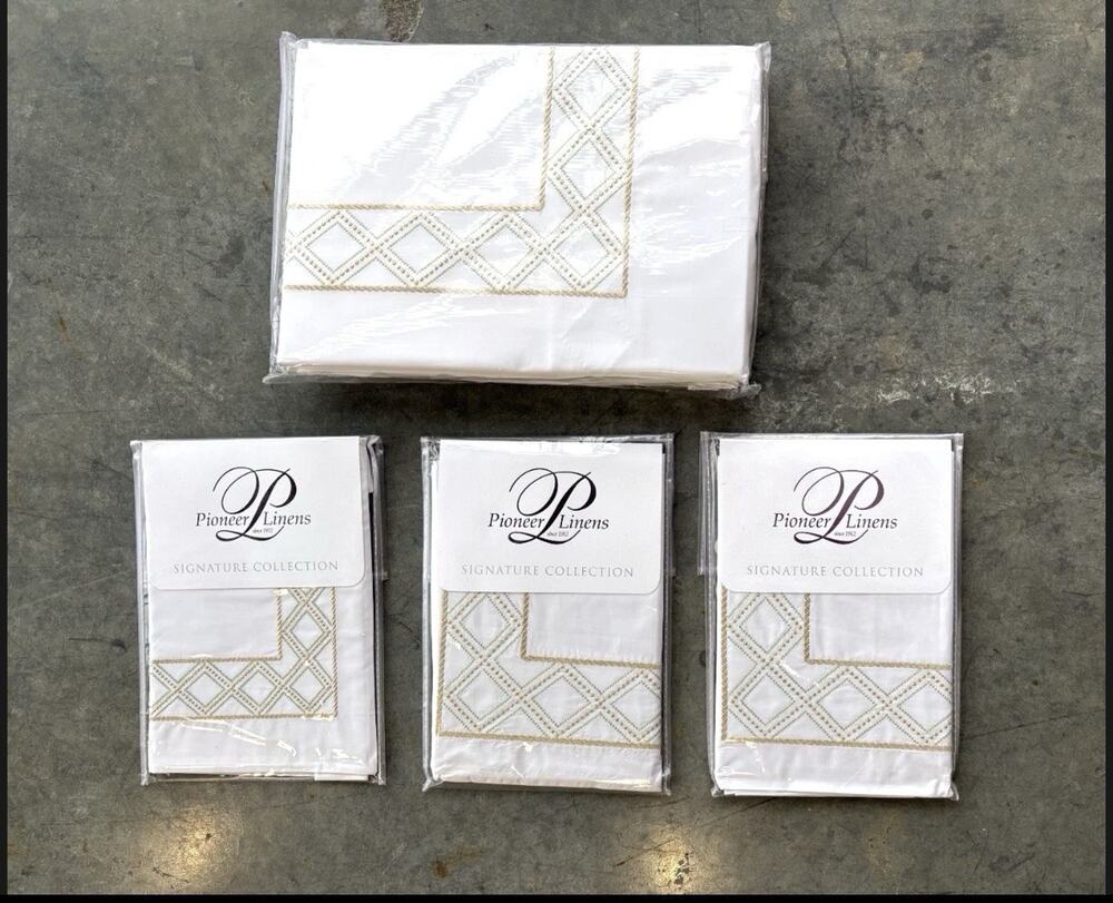 Italian 500 TC King Duvet Set 4 PC 100% Cotton Pioneer Linens MSRP $2015